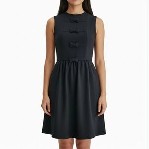 Red Valentino Black Wool Blend Bow Front Dress‎ EU 40
